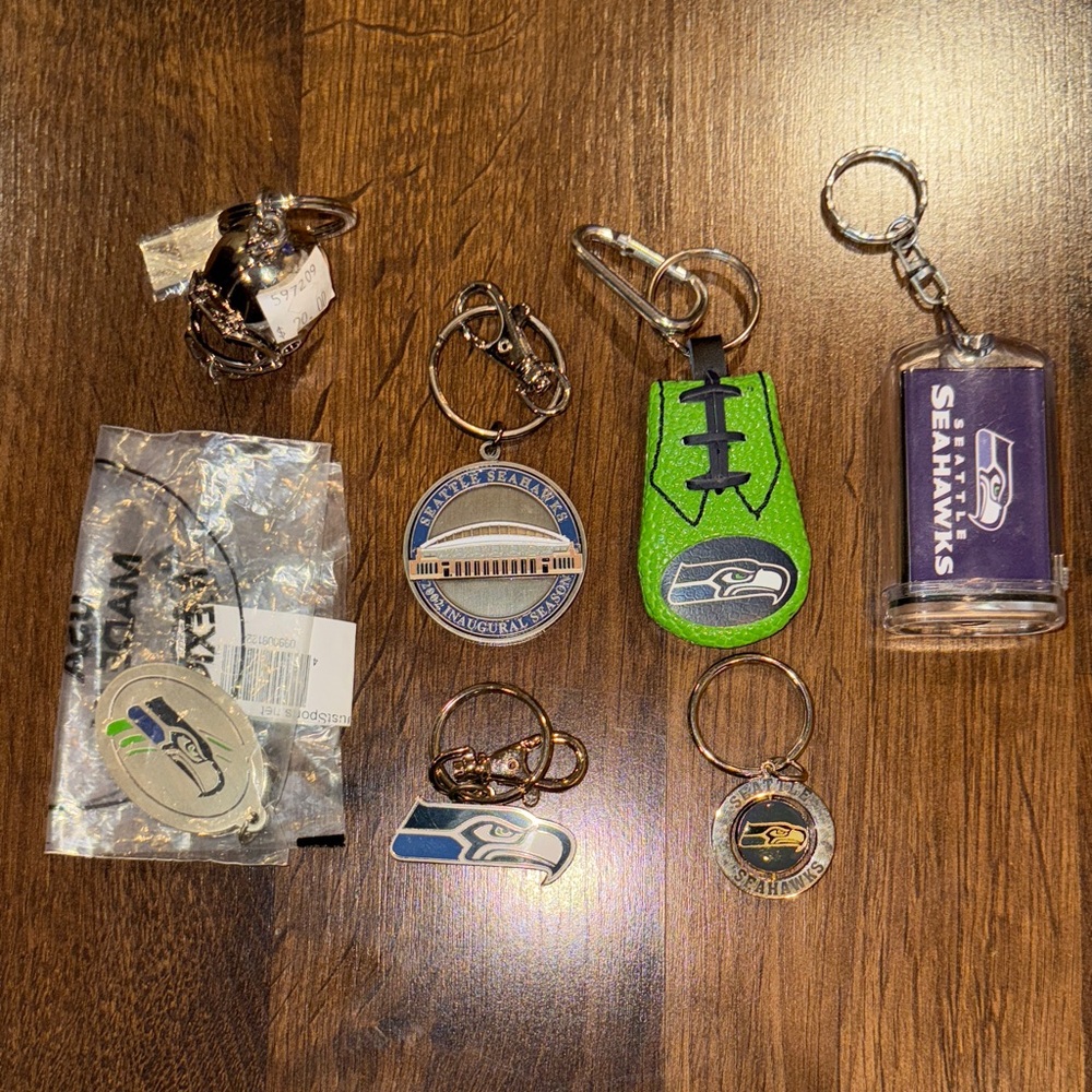 Lot of Seattle Seahawks Football Keychains (set of 7)